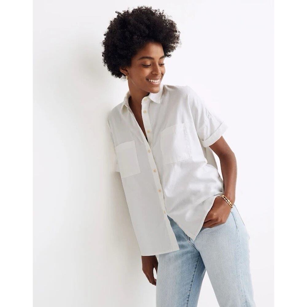 Madewell White Cotton Courier Shirt in Pure White Size XS